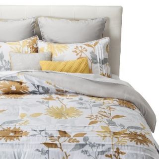 Felicity Pleated Floral 8 Piece Comforter Set   White/Gold (California King)