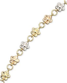 14k Gold over Sterling Silver and Sterling Silver Bracelet, Bonded Flower Charm   Bracelets   Jewelry & Watches