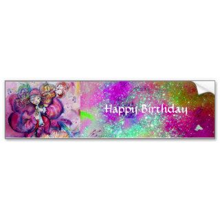MUSICAL CLOWN ,PINK PURPLE SPARKLES Happy Birthday Bumper Sticker