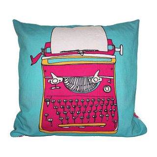 typewriter retro cushion by helena carrington illustration