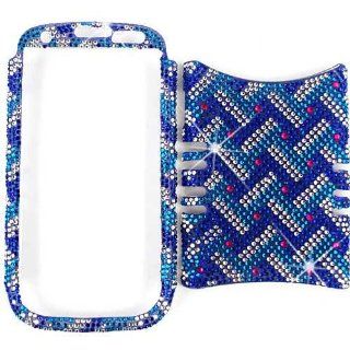 Cell Armor I747 RSNAP FD191 Rocker Series Snap On Case for Samsung Galaxy S3   Retail Packaging   Full Diamond Crystal BL/WH Weave Cell Phones & Accessories