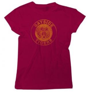 Saved By the Bell Bayside Tigers Circle Juniors Maroon Tee T Shirt Movie And Tv Fan T Shirts Clothing