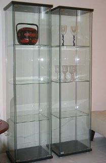 Ikea Detolf Glass Curio Display Cabinet Black  