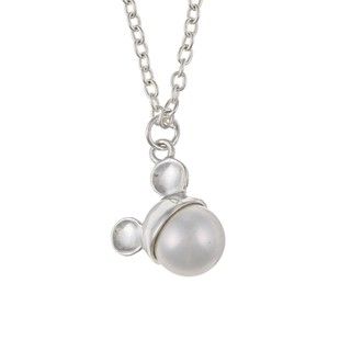 Disney's Mickey Mouse Sterling Silver Faux Pearl Necklace Disney Children's Necklaces