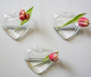 two hanging heart vases by bonnie and bell