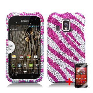 KYOCERA HYDRO XTRM C7621 3D PINK SILVER ZEBRA DIAMOND BLING COVER SNAP ON HARD CASE + SCREEN PROTECTOR from [ACCESSORY ARENA] Cell Phones & Accessories