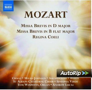 Mozart Missa Brevis in D major K. 194, Missa Brevis in B flat major K. 275, Regina coeli K. 127, Allegro and Andante (Fantasia) in F minor K. 608 Music