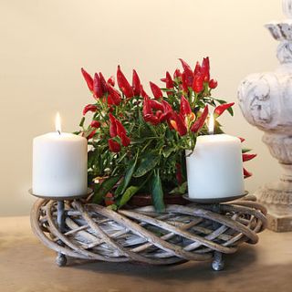 christmas willow wreath candle holder by ella james