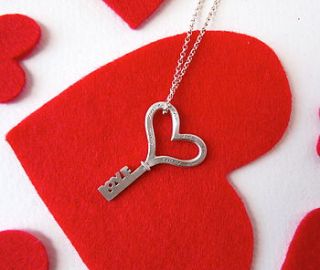 love key on sterling silver chain by blossoming branch