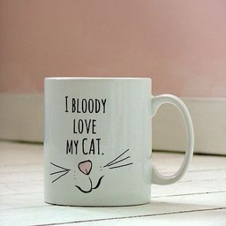 'love my cat' ceramic mug by kelly connor designs knitting bags and gifts