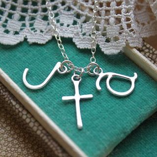 personalised silver cross christening pendant by marie walshe jewellery
