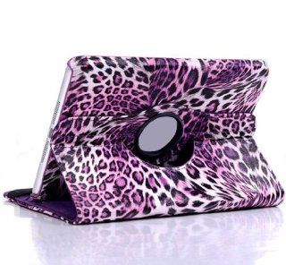 Blong Fashion Leopard Pu Leather Magnetic Case with 360 Rotating Smart Cover Stand for Ipad 4 3 2 Color Purple Computers & Accessories