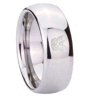 10MM Tungsten Transformers Decepticon Silver Dome Engraved Ring Size 10 Jewelry