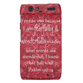 fearfully and wonderfully made bible verse Psalm Motorola Droid RAZR Case