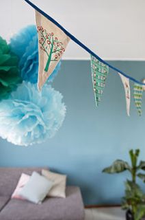 three paper pom poms blue by life's a party