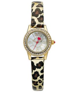 Betsey Johnson Womens Metallic Leopard Print Leather Strap Watch 22mm BJ00255 01   Watches   Jewelry & Watches