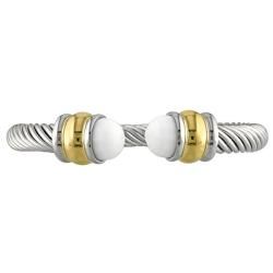 Miadora Stainless Steel Two tone 5ct TFW White Onyx Cable Cuff Miadora Gemstone Bracelets