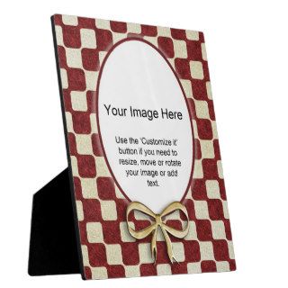 Photo Template   Funky Red and Gold Check Display Plaques