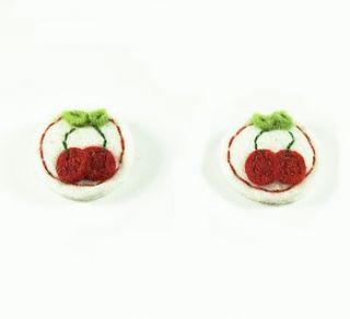 cherry circle felt hair clips by amica