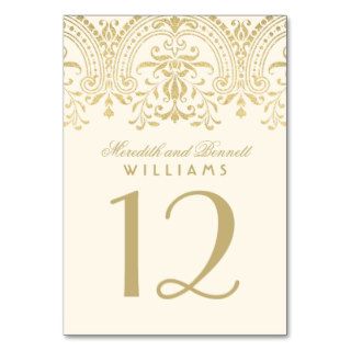 Wedding Table Number  Ivory Gold Vintage Glamour Table Cards