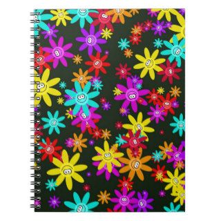 Happy Flower Wallpaper Spiral Notebooks