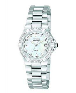 Citizen Womens Eco Drive Riva Diamond Accent Bezel Stainless Steel Bracelet Watch EW0890 58D   Watches   Jewelry & Watches