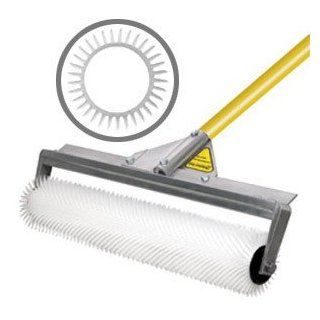 Midwest Rake Spiked Roller   24 x 7/16 Inches with 66 Inch Yellow Aluminum Handles