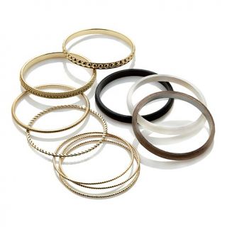 R.J. Graziano "Safari Express" Metal and Resin 10 piece Bangle Bracelet Set