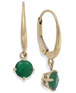 10k Gold Earrings, Emerald Leverback Drop Earrings (9/10 ct. t.w.)   Earrings   Jewelry & Watches