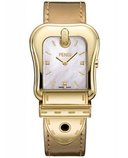 Fendi Timepieces Watch, Womens Swiss B. Fendi Diamond Accent Blonde Leather Strap 43x33mm F380414551D1   Watches   Jewelry & Watches