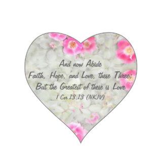 Faith Hope and Love Carefree Spirit Rose Design Heart Stickers