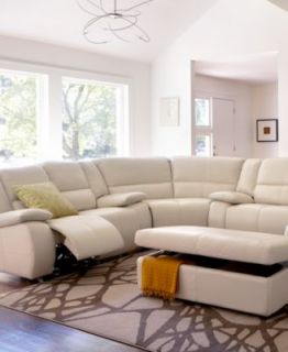 Carmelo Leather Sectional Furniture Living Room Collection, Power Reclining   Furniture