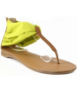 Qupid Agency 186 Chiffon T Strap Flat Sandal (7.5, Magenta) Shoes