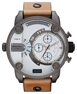 Diesel Watch, Mens Tan Leather Strap 51mm DZ7269   Watches   Jewelry & Watches