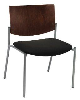 KFI Seating WD1310SL SP20 GR2 Armless Ex Wide Guest Stacking Chair Grade 2 Upholstered Seat with a Chocolate Wood Back, Brown, Silver  