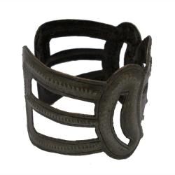 Recycled Steel Oil Drum Tribal Face Cuff Bracelet (Haiti) Global Crafts Bracelets
