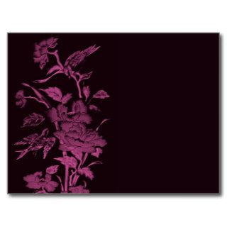 Flowers and Birds,Graphic Design Pink and Black Post Cards