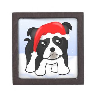 Cute Christmas Boston Terrier Puppy Dog Cartoon Premium Gift Boxes