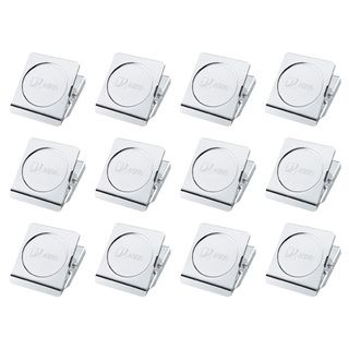 Acco Chrome Steel Square Magnetic Clips (Pack of 12) ACCO SWINGLINE Magnetic Boards