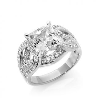 3.68ct Absolute™ Princess Cut Solitaire Pavé Wide Band Ring