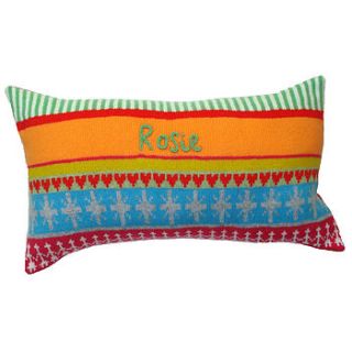 personalised knitted child's 'lulu' cushion by gabrielle vary knitwear