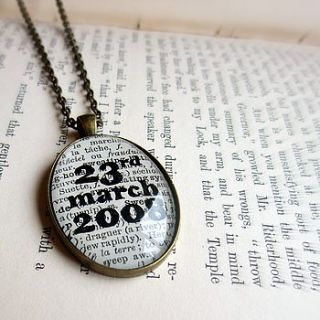 personalised date book page pendant by bookishly