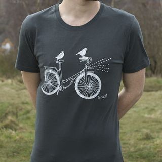 organic men's 'birds on a bike' t shirt by boodle