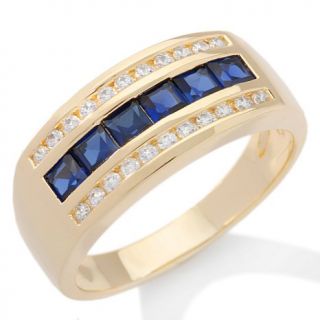 Men's 1.15ct Absolute™ and Created Sapphire 3 Row Band Ring