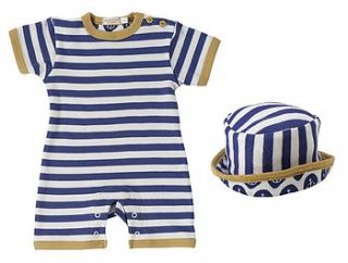 striped summer new baby romper & sun hat by lush baby