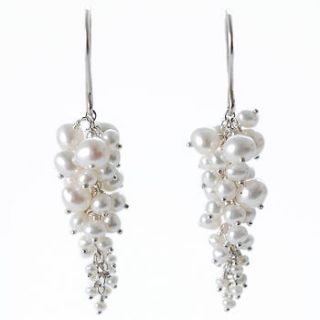 wisteria earrings, pearl & silver by kate wood jewellery