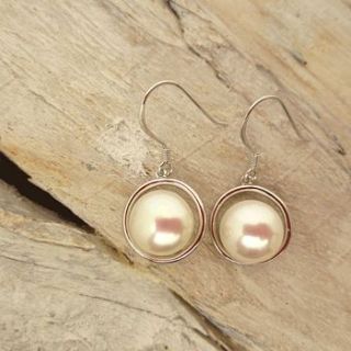 silver hoop and pearl drop earrings by tigerlily jewellery