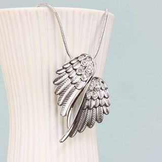 silver double wing necklace by lisa angel