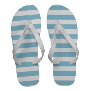Teal Green With White Stripes Flip Flops