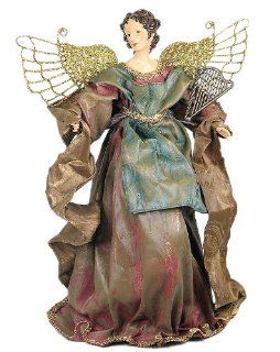 16" Beautiful Tree Topper Mantel Cone Angel   Burgundy/Teal 7442   Christmas Tree Toppers